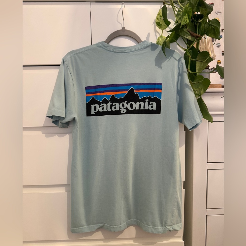 Light blue aqua t shirt Patagonia organic cotton size small